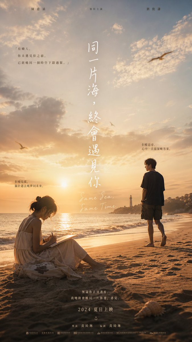 AI Prompt for Romantic Cinematic Sunset Beach Poster