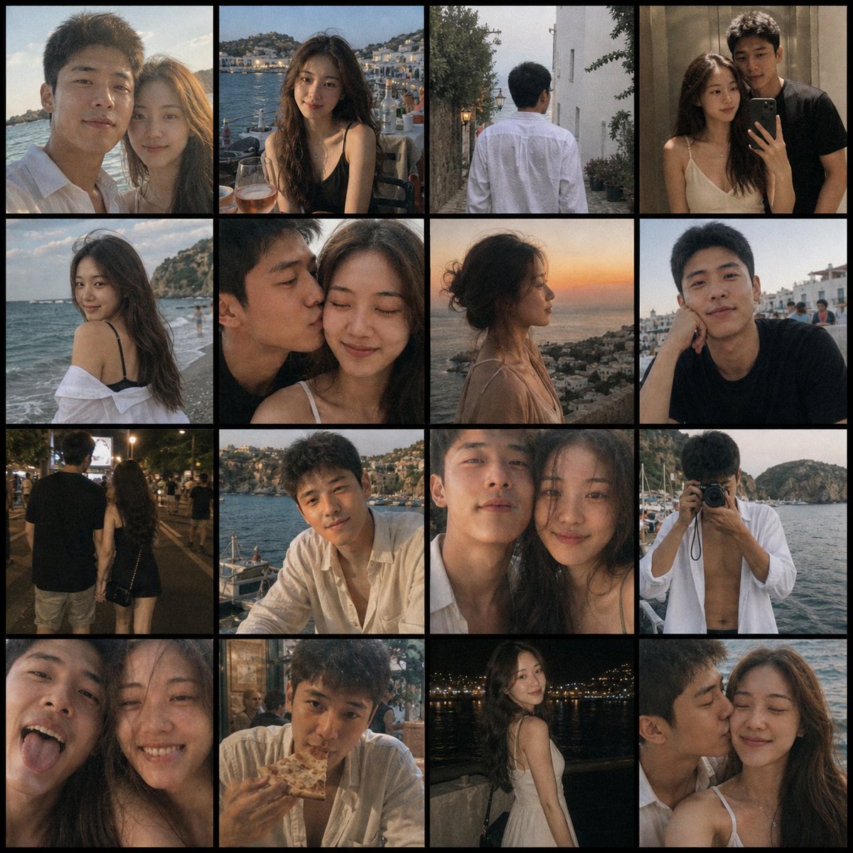 AI Prompt for Romantic Couple Photo Album Grid with Retro Vintage Aesthetic