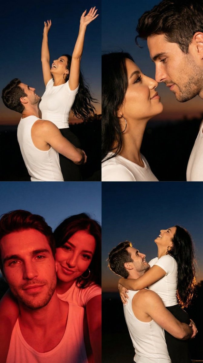 AI Prompt for Romantic Romantic Couple 2x2 Grid Cinematic Portrait