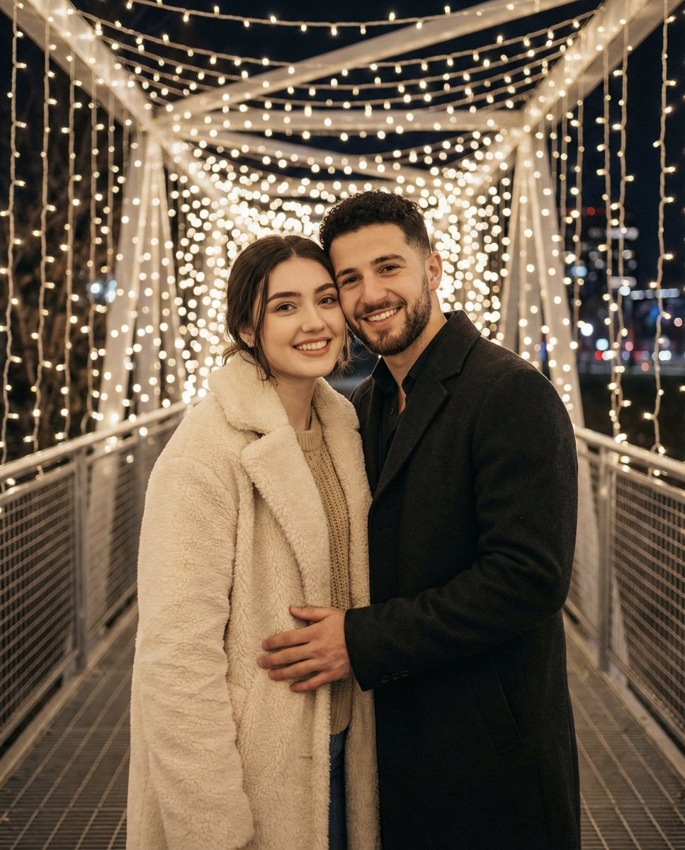 AI Prompt for Romantic Winter Couple Portrait with Identity Lock