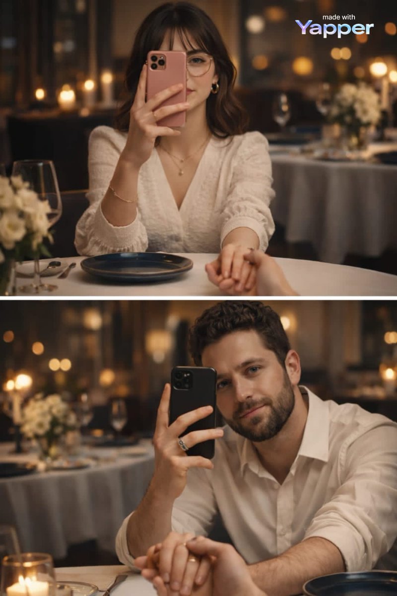 AI Prompt for Stunning Split-Screen Dinner Date Photography