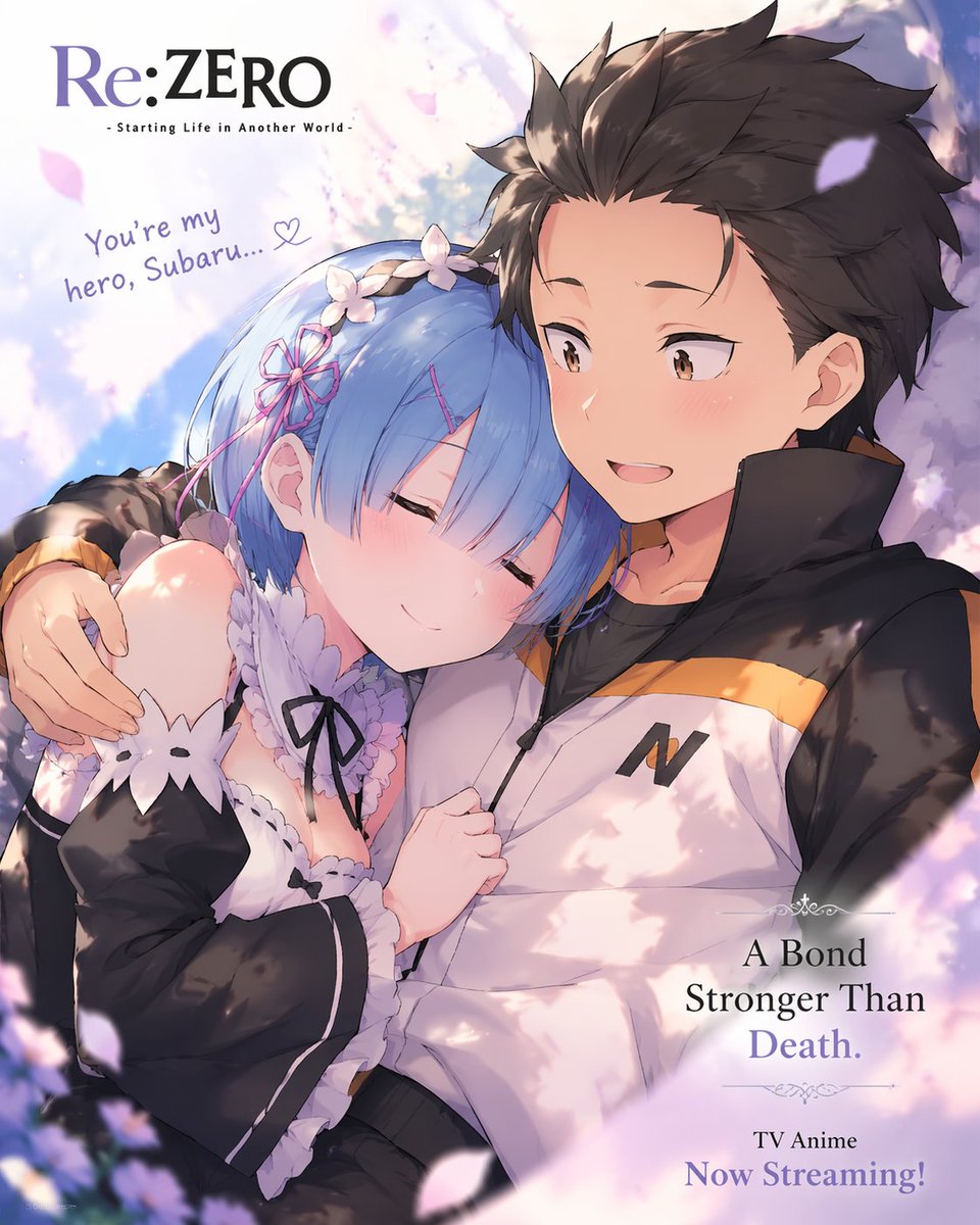 Anime Romance Poster: Tender Embrace Under Cherry Blossoms