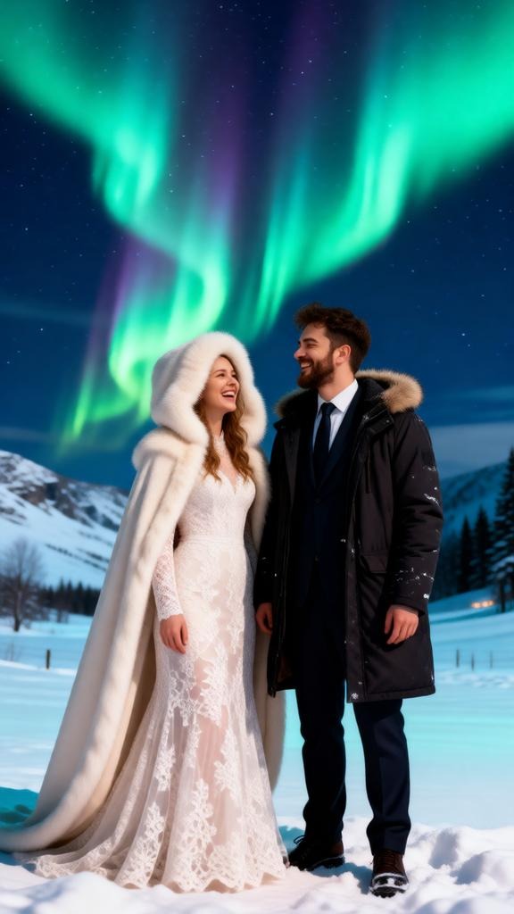 Aurora Borealis Winter Wedding Photo Prompt