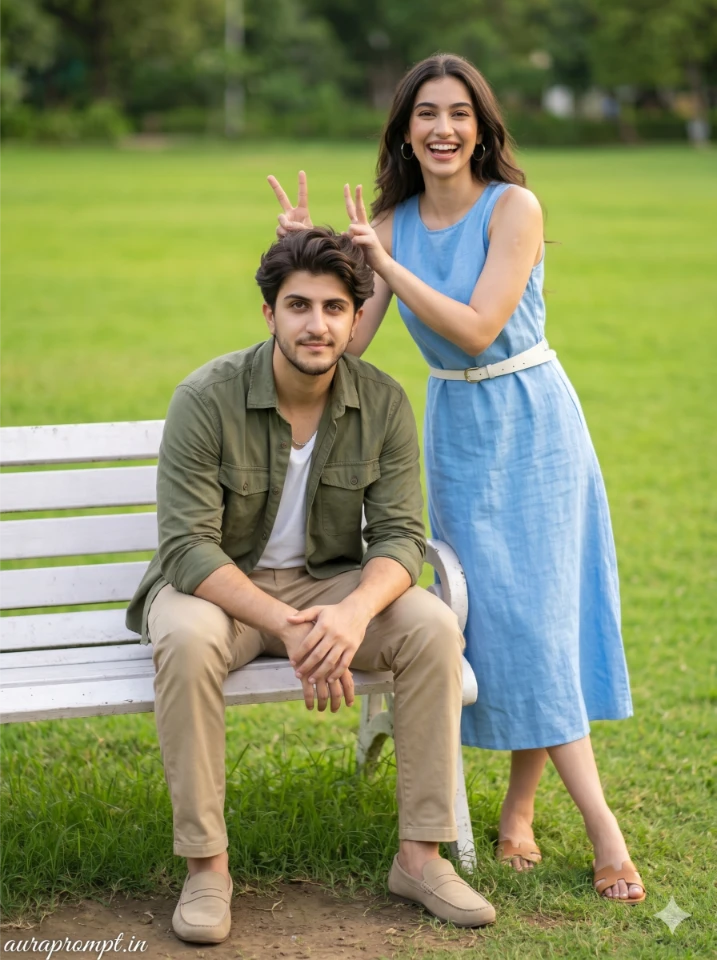 Best Friend Photo Prompt: Boy & Girl on Park Bench