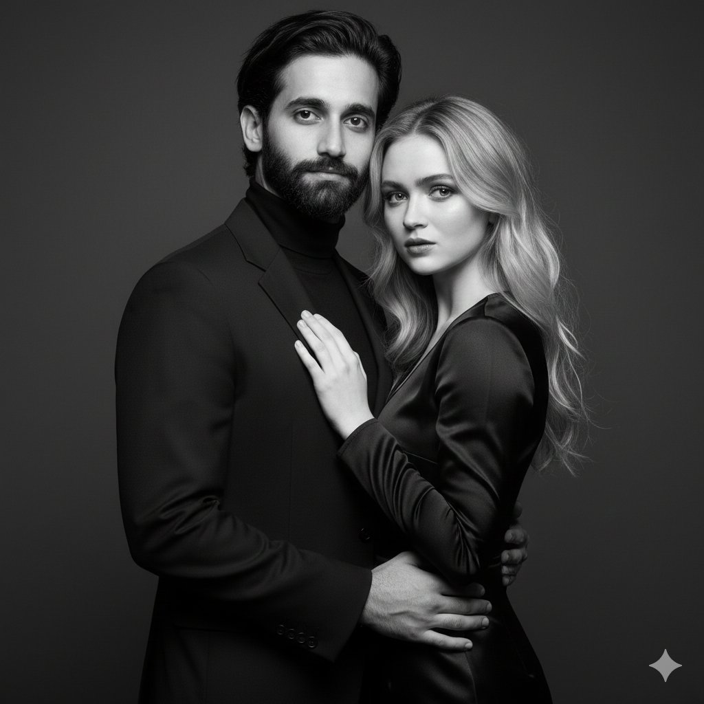 B&W Studio Couple Portrait with Identity Lock