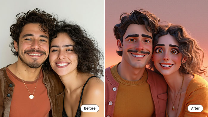 Cartoonify Couple Photo for Phone Wallpaper