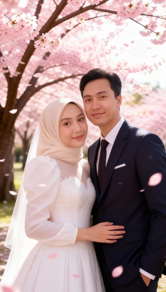 Cherry Blossom Wedding Portrait – Ultra Realistic
