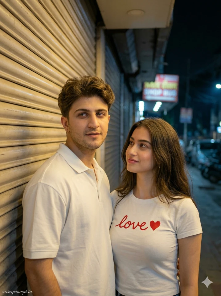 Couple Night Portrait Authentic Highly Detailed
