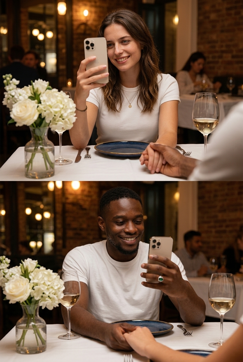 Dinner Date Split-Screen Photography
