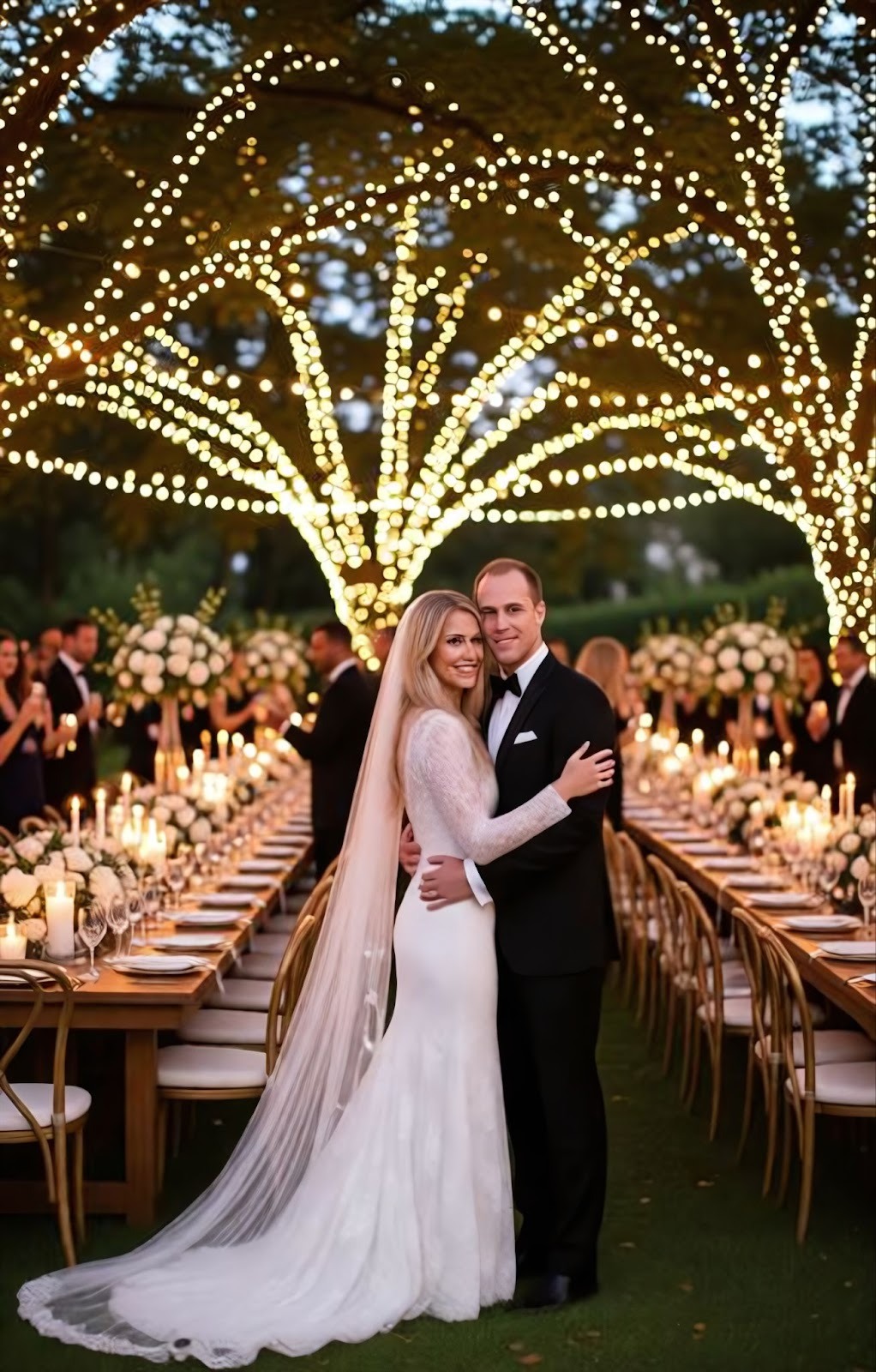 Elegant Garden Wedding Reception – Cinematic Photo Prompt