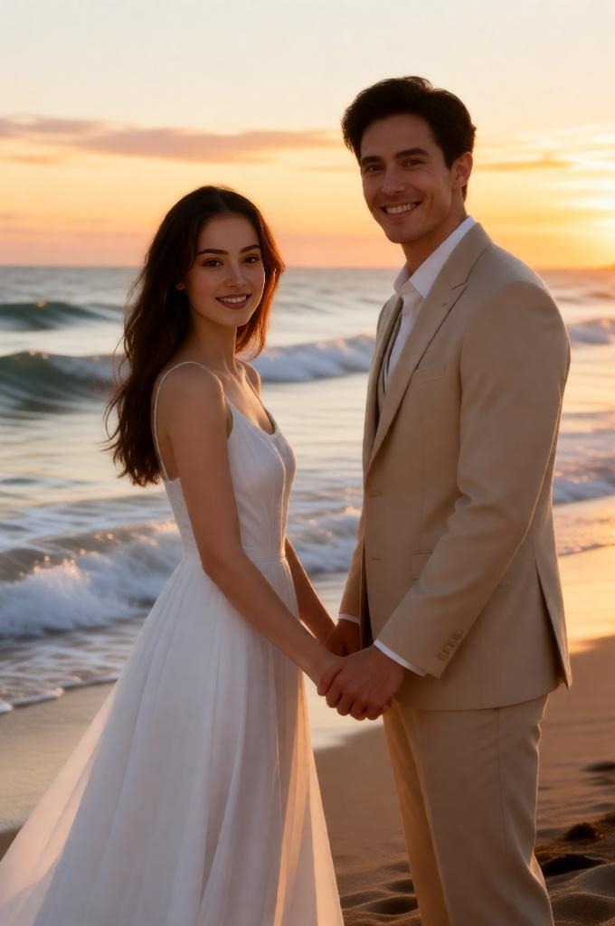 Golden Hour Beach Wedding Photo Prompt