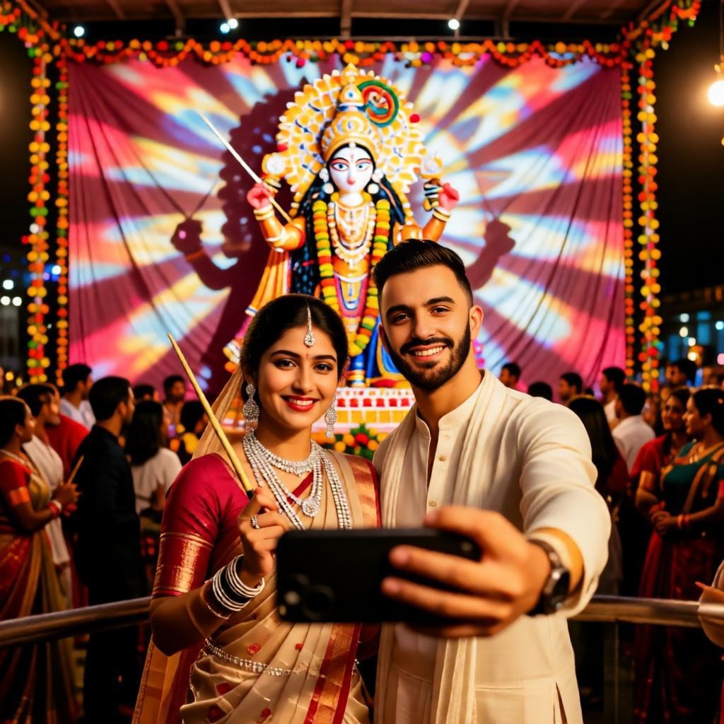 Indian Couple Selfie at Navratri Garba Night