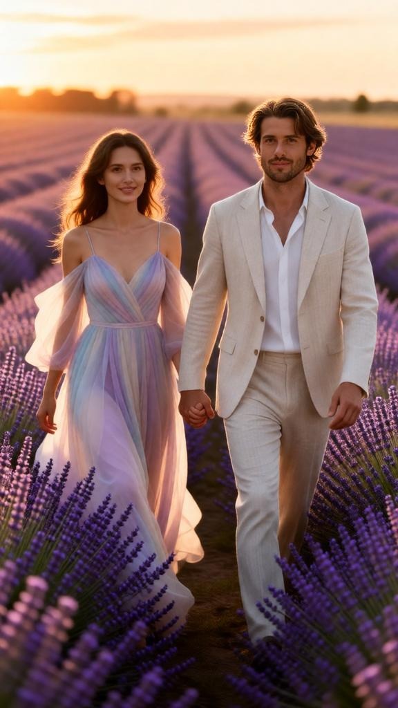 Lavender Field Pre-Wedding Sunset Shoot
