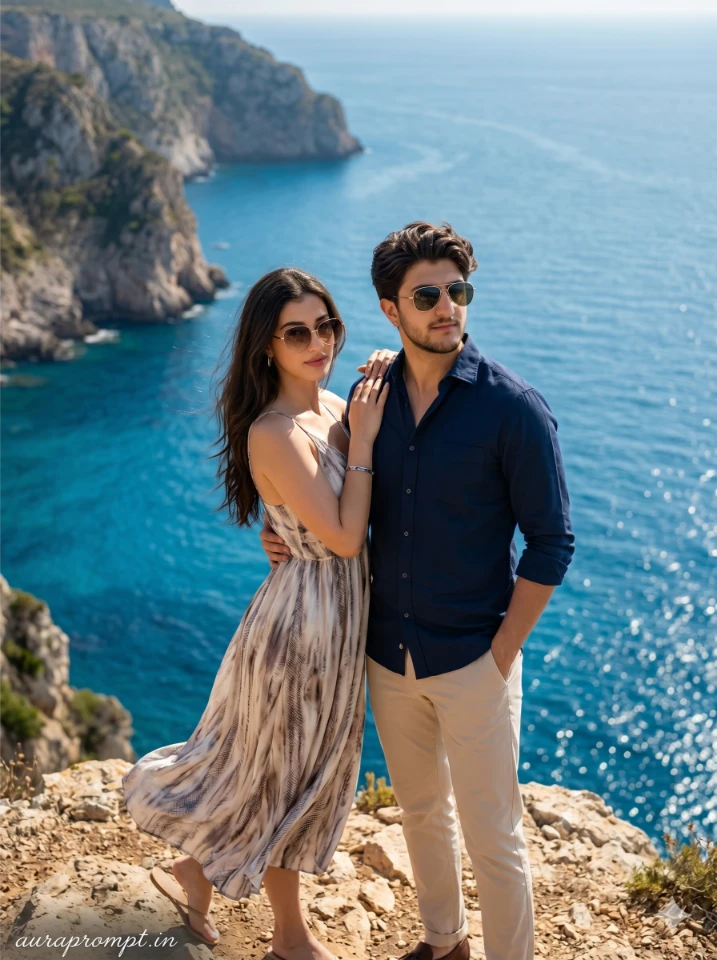 Luxury Beach Couple Editorial Photo Prompt 2026