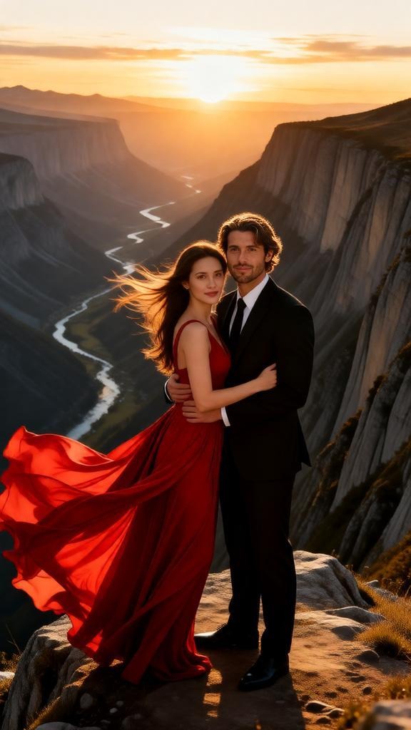 Mountain Cliff Wedding Photoshoot – Romantic Sunset