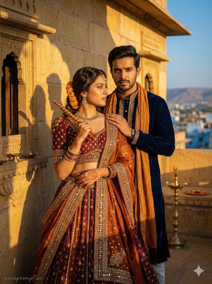 Navratri Couple Editorial Portrait Prompt