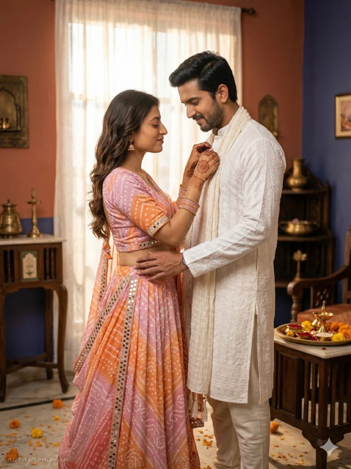 Navratri Couple Photo Prompt for AI