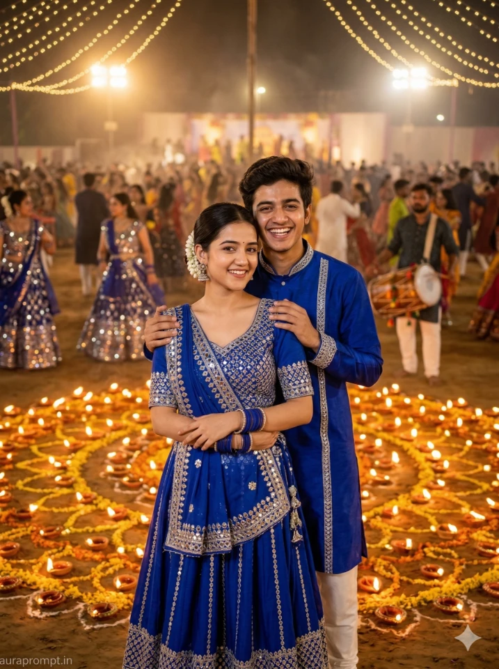 Navratri Couple Portrait AI Photo Prompt 2026