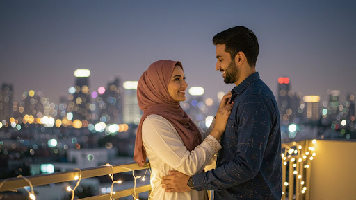 Ramadan Rooftop Couple Night Portrait Prompt