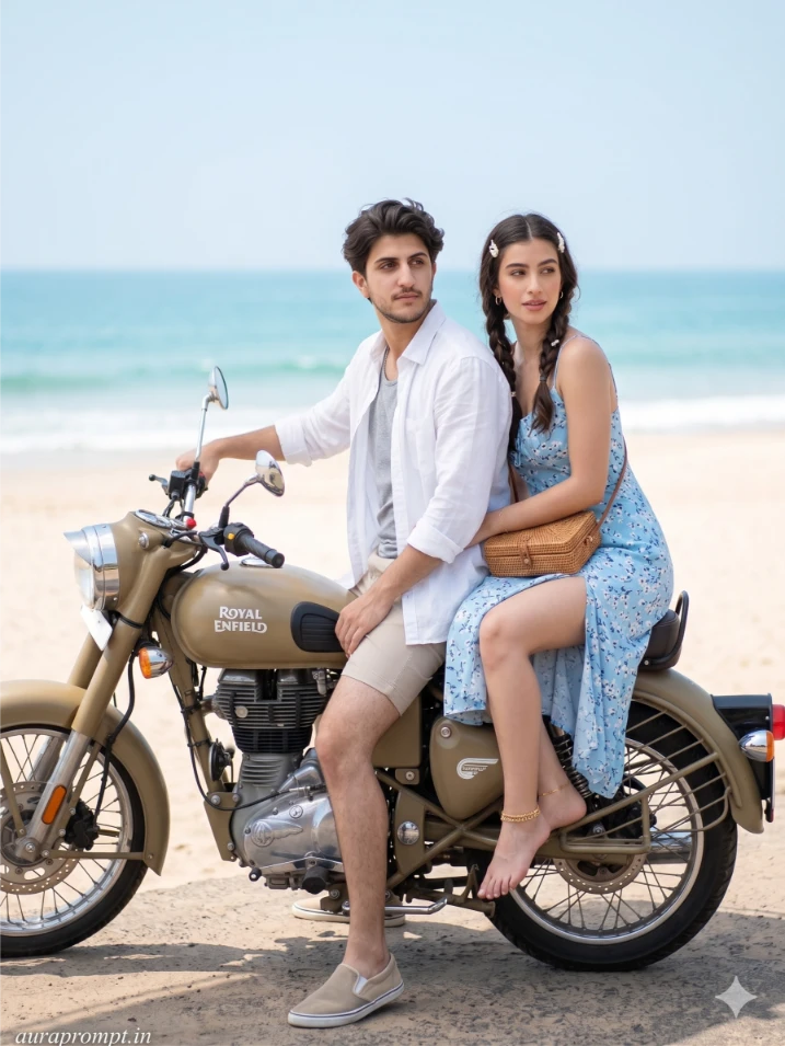 Romantic Beach Ride Couple Photo Prompt