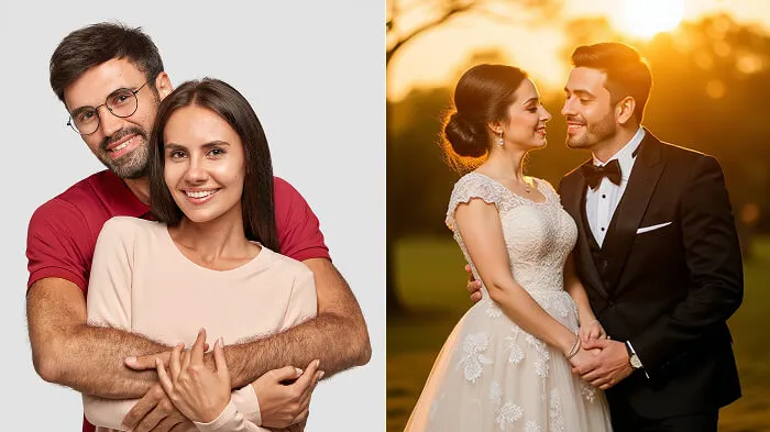 Romantic Wedding Photo Editing Prompt