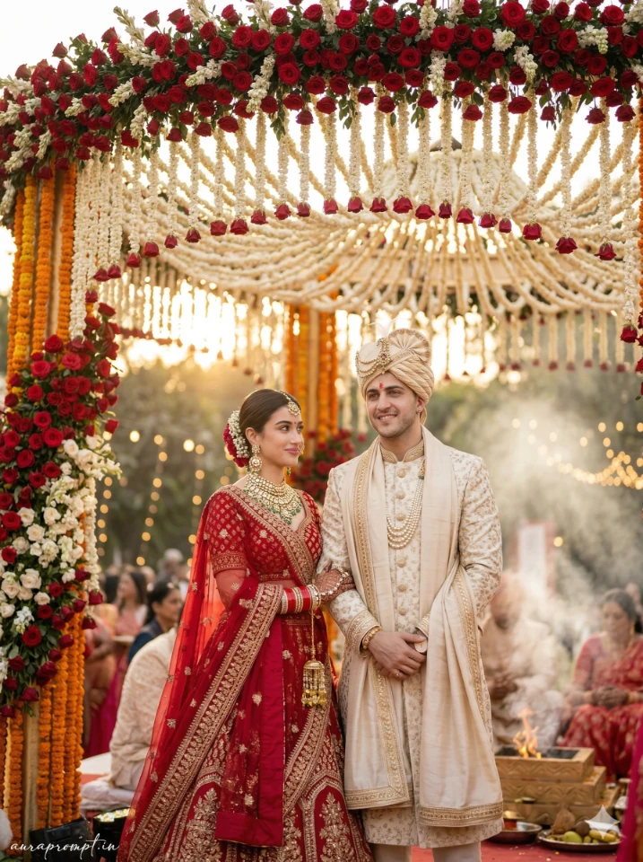 Royal Indian Wedding Bride & Groom Portrait