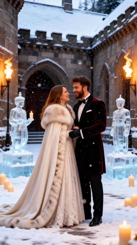 Snowy Medieval Castle Winter Wedding Prompt