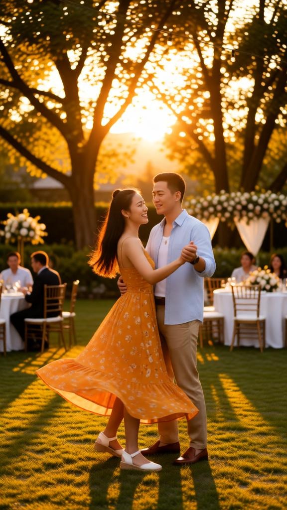 Sunset Garden Wedding Dance Photo Prompt