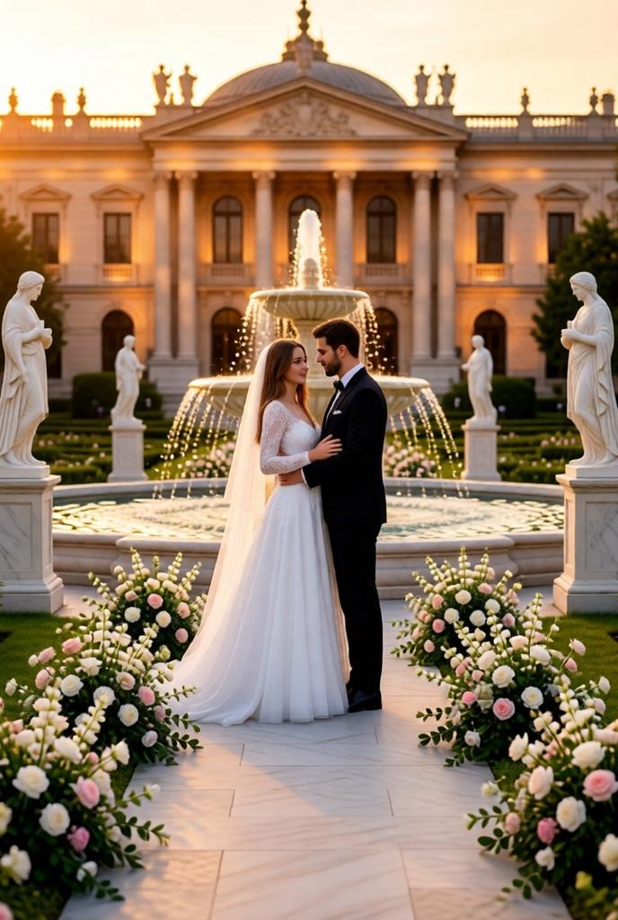 Sunset Palace Garden Wedding Photo Prompt