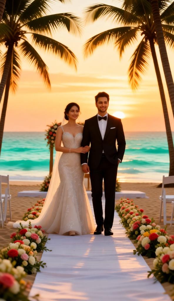 Tropical Sunset Beach Wedding Photo Prompt