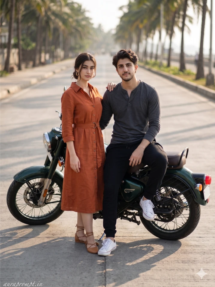 Viral Gemini-Style AI Couple Bike Photo Edit