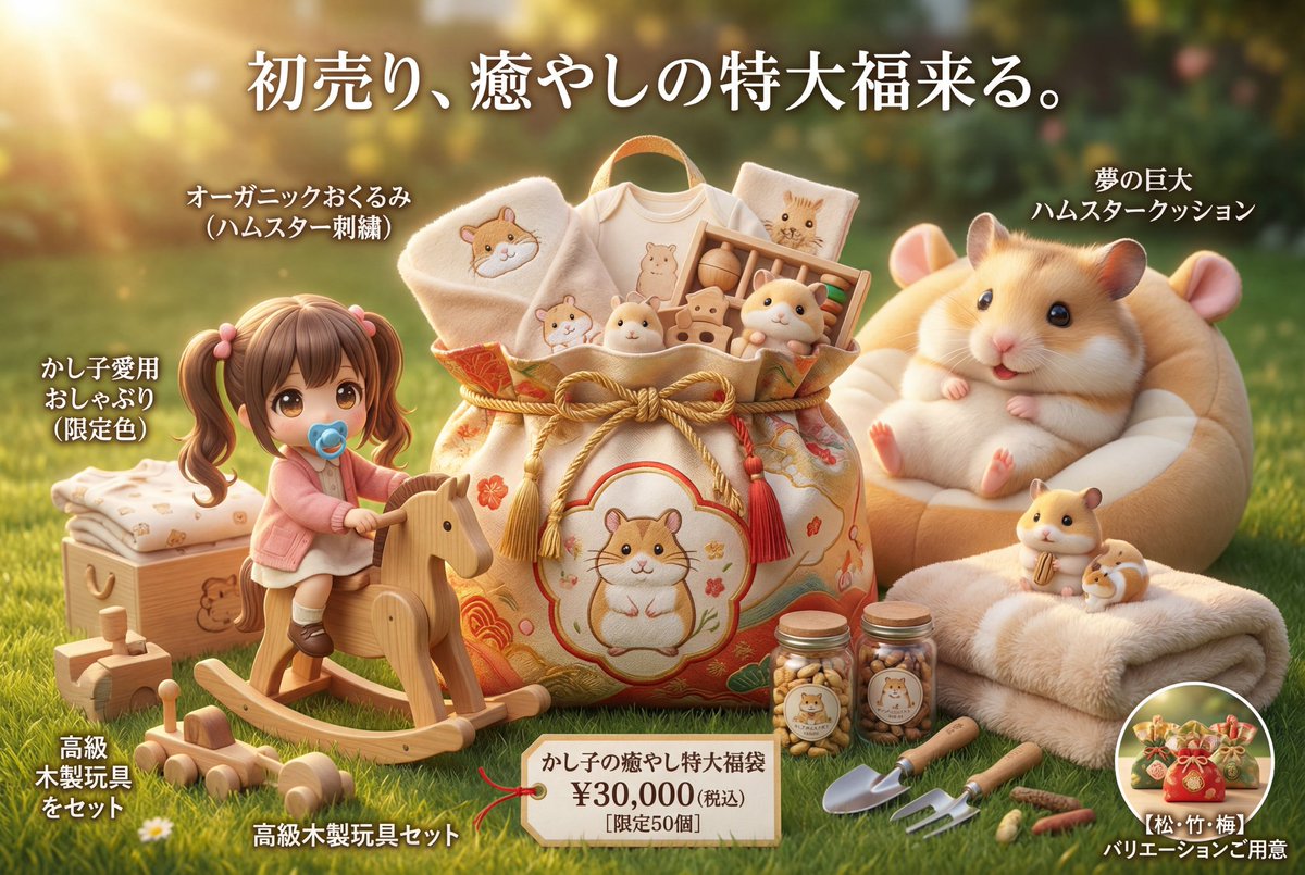 AI Prompt for Luxury E-commerce Product Image with Lucky Bag and Character