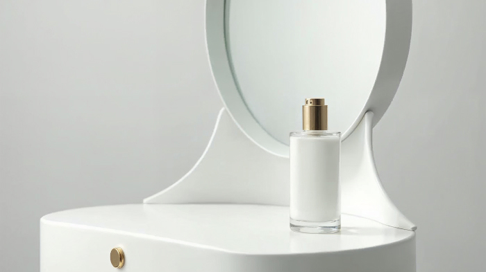 Minimalist White Dresser Beauty Product Shot