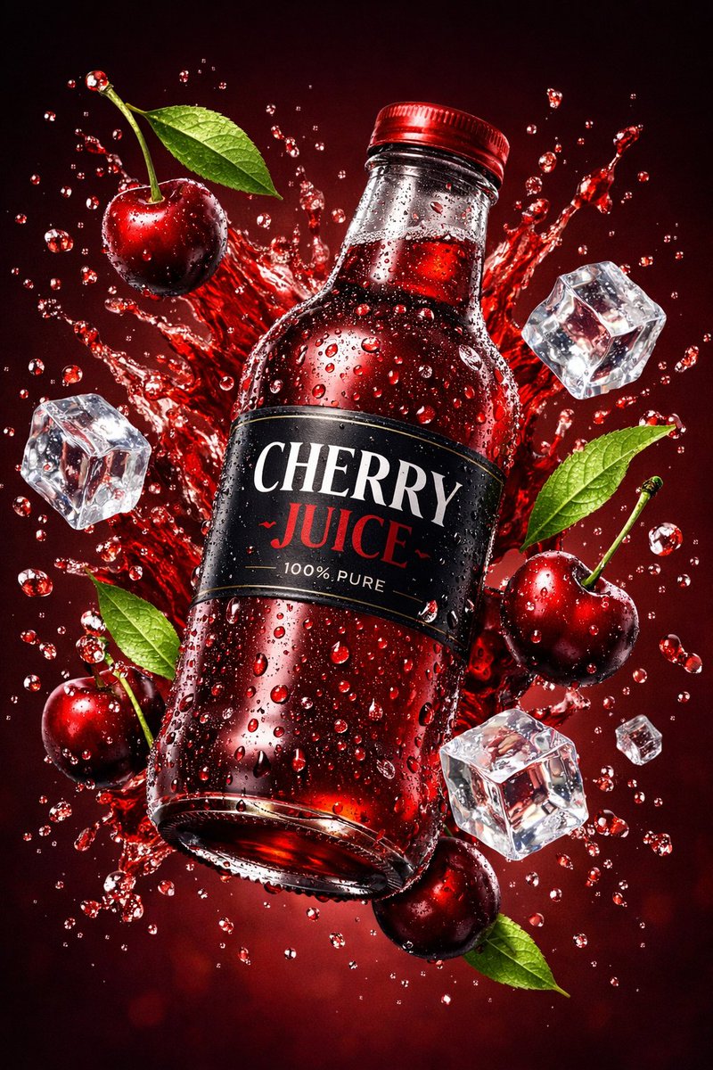 Premium Cherry Juice Bottle 3D Commercial Shot