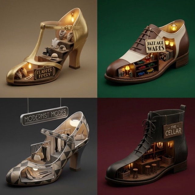 1920s Fashion Surreal Shoe Retail