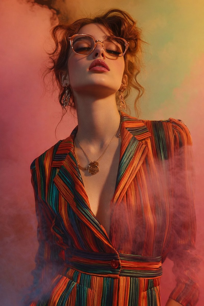 8K Fashion Portrait: Auburn-Haired Woman in Tus