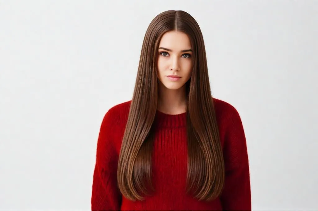 AI Long Straight Hair Portrait with Glossy Detail