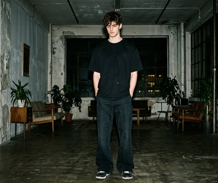 AI Prompt: Fashion Night Photography with Harsh On-Camera Flash