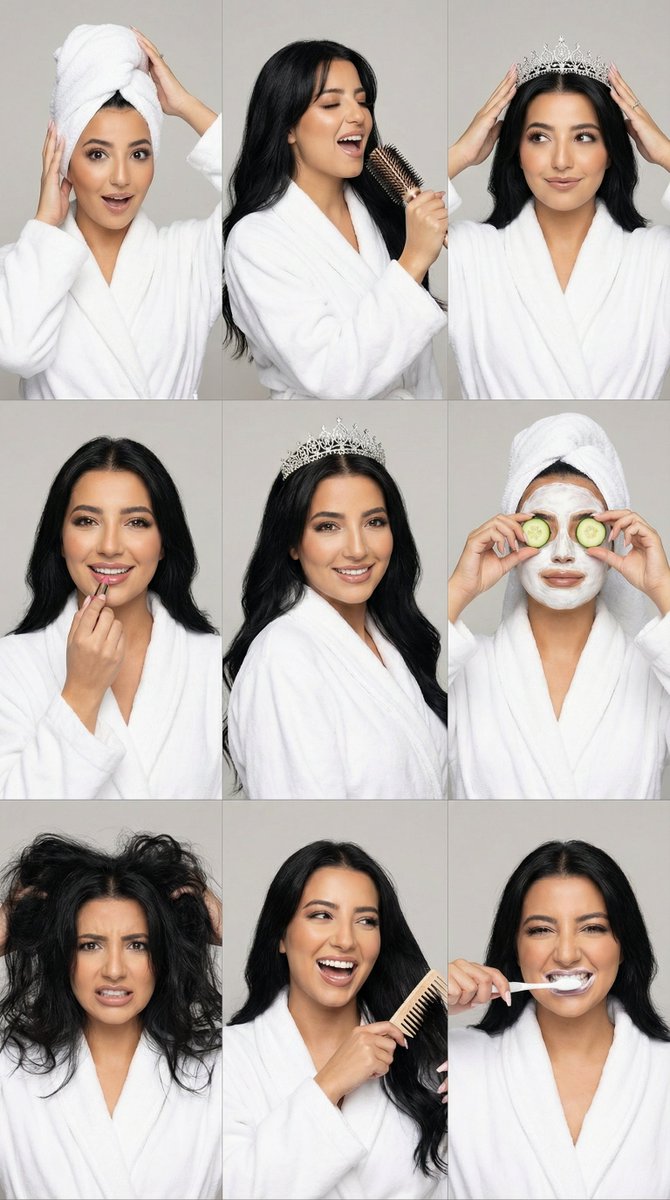 AI Prompt for 3x3 Grid Beauty Photoshoot with Identity Lock