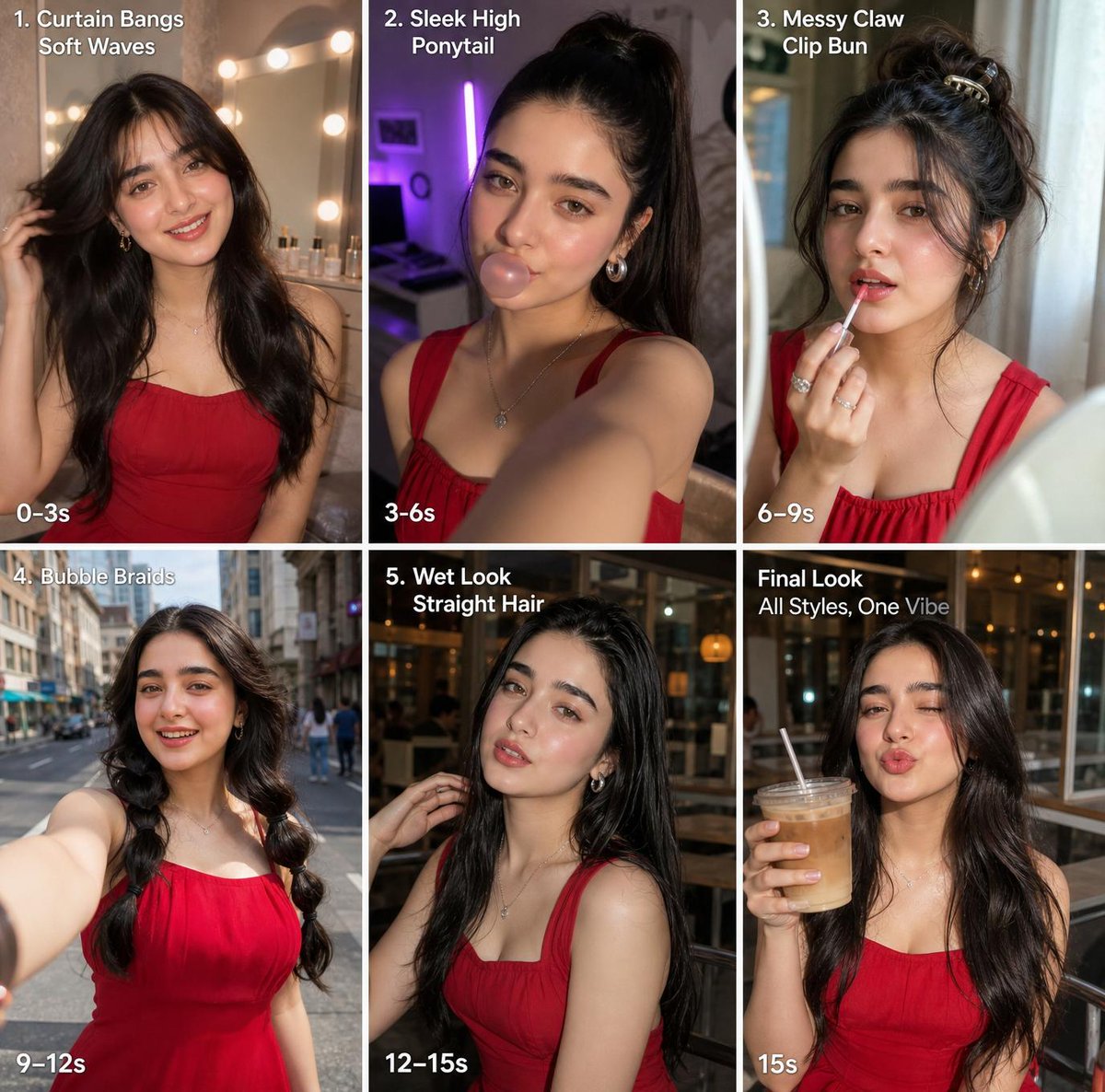 AI Prompt for 6-Panel Hairstyle Comic Strip