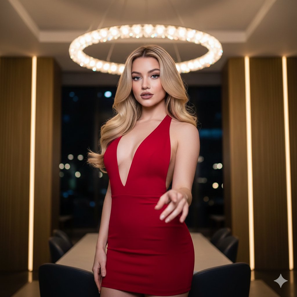 AI Prompt for 8K Fashion Portrait of Sydney Sweeney in Red Mini Dress