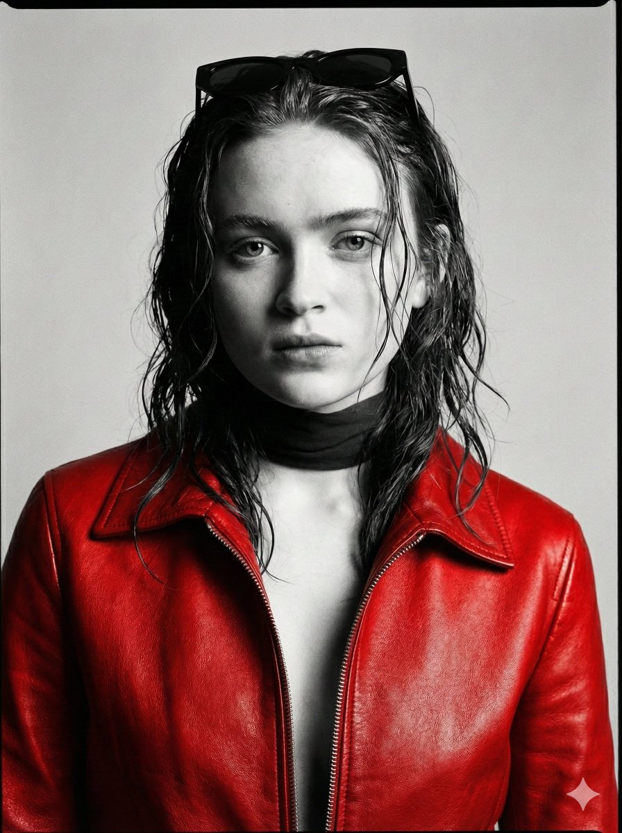 AI Prompt for a Stunning Black and White Cinematic Fashion Portrait of Billie Eilish