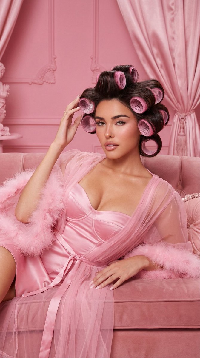 AI Prompt for All-Pink Monochromatic Vintage Boudoir Editorial Portrait