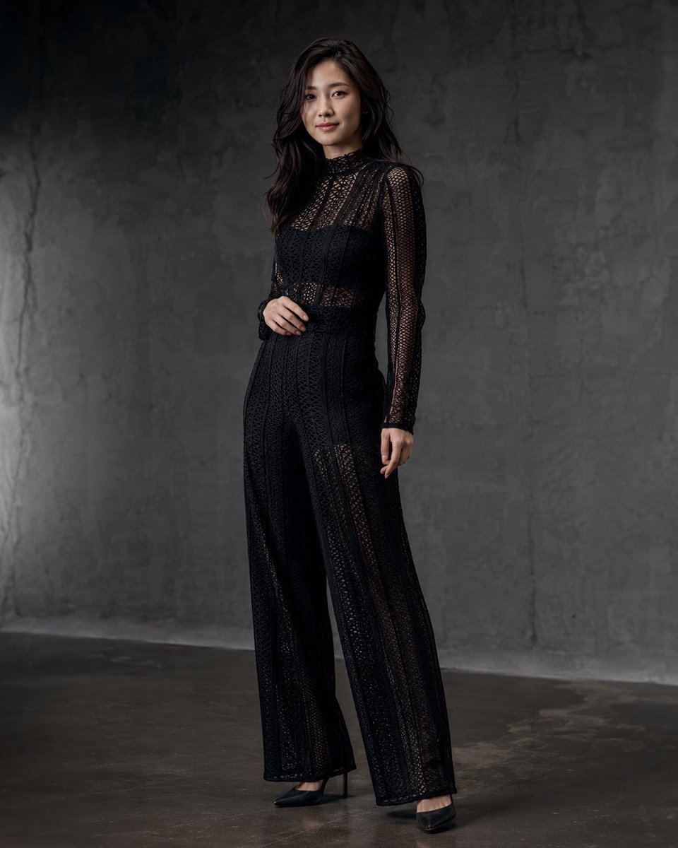 AI Prompt for Anonymous Model Fashion Portrait in Black Lace on Concrete