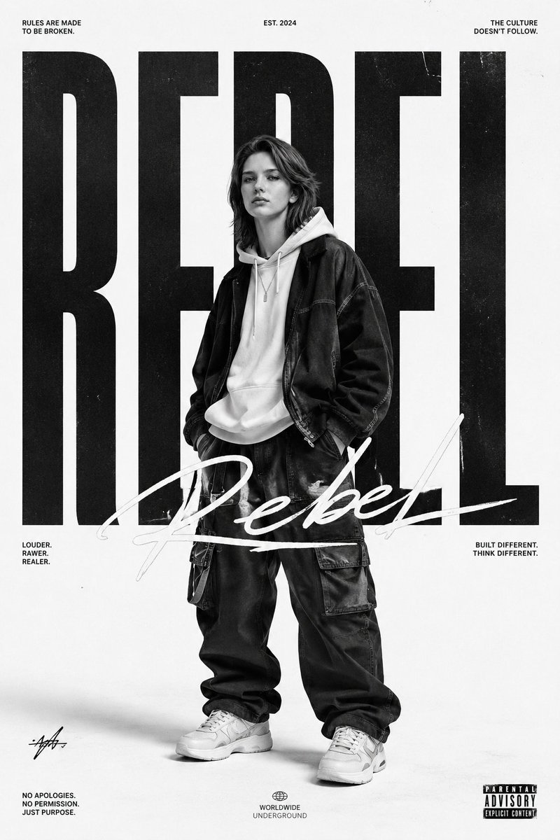 AI Prompt for Bold Monochrome Streetwear Poster Design