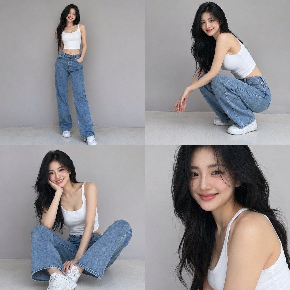 AI Prompt for Casual Fashion Photo Grid - Generate a 4-Photo Collage