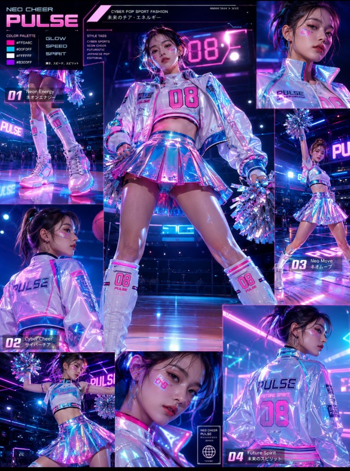 AI Prompt for Cheerleader Fashion Catalog Board E-commerce Photography