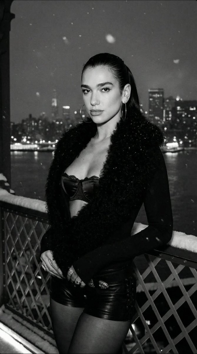 AI Prompt for Cinematic Black and White Dua Lipa Editorial Portrait Photography