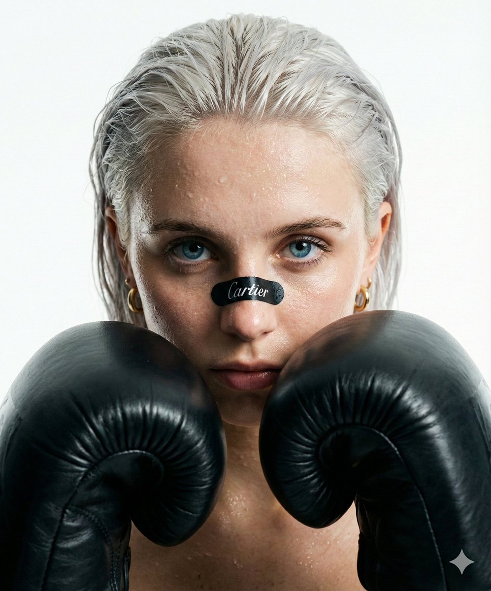 AI Prompt for Cinematic Boxer Portrait with Cartier Branding