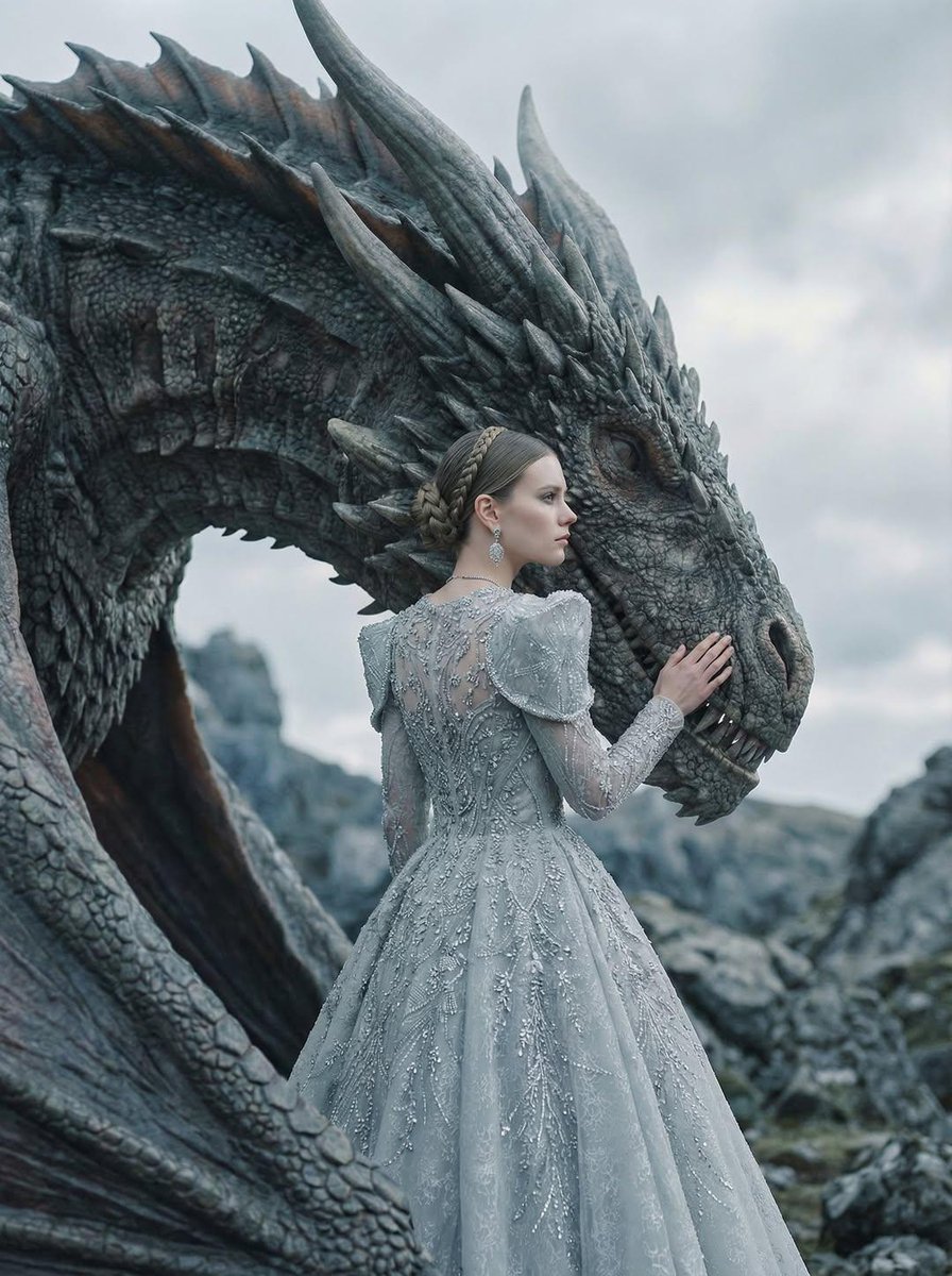 AI Prompt for Cinematic Fantasy Portrait of Woman with Dragon